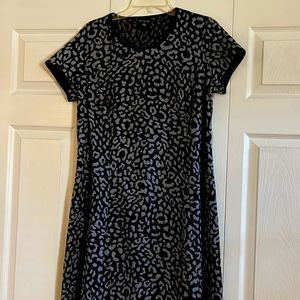 Black and gray cheetah fit and flare dress